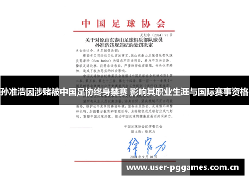 孙准浩因涉赌被中国足协终身禁赛 影响其职业生涯与国际赛事资格